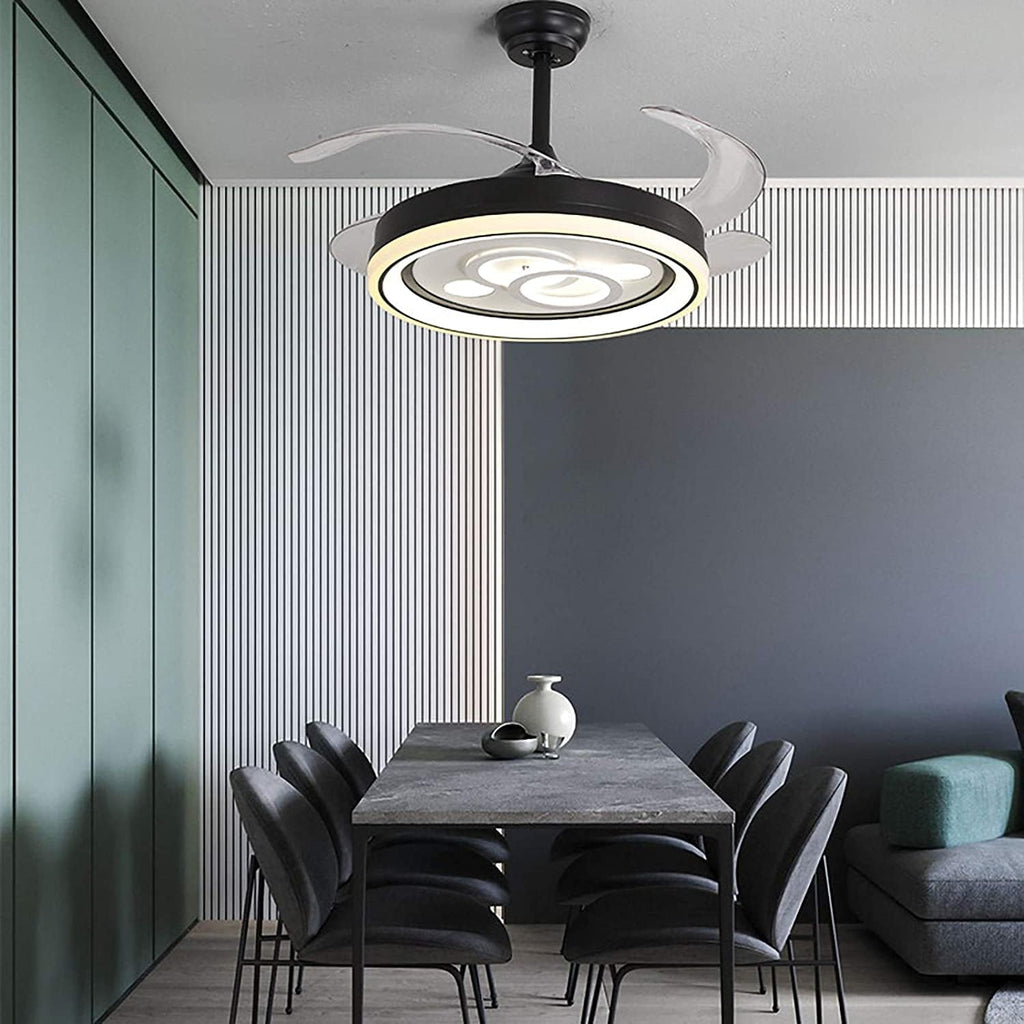 Modern Frequency Conversion LED Ceiling Fan with Lighting Dimming with Remote Control Modern Fan Chandelier Ceiling 72W Silent Invisible Ceiling Fan Light Bedroom Pendant Lights