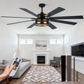 72 Inch Ceiling Fans with Lights, 6 Speed Reversible Quiet DC Motor 8 Dual Finish Wood Blades,Black Caged Rustic Large Industrial Ceiling Fans for Living Room Bedroom Patio,Indoor and Outdoor