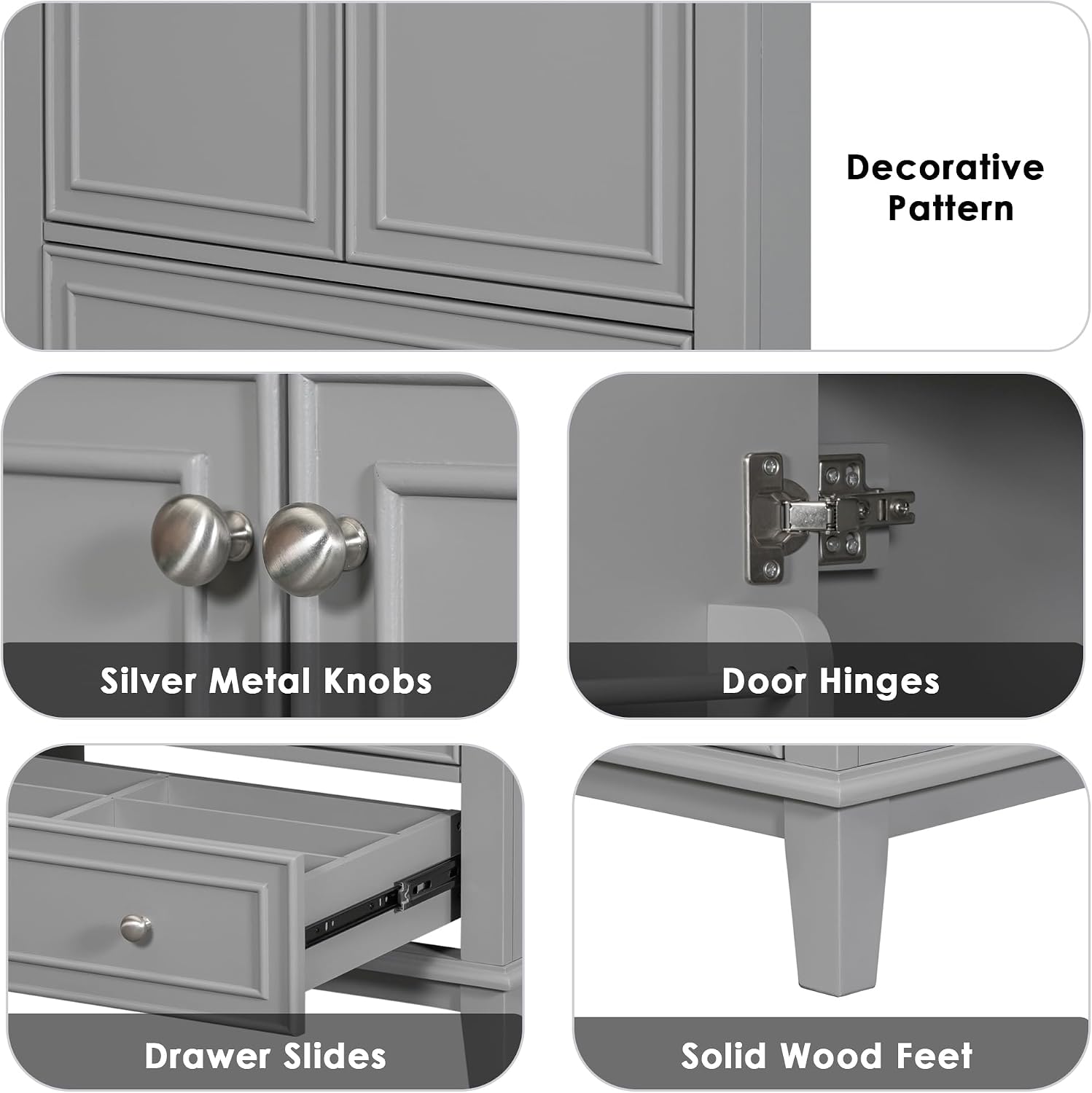 Harper & Bright Designs 30' Bathroom Vanity Without Sink, Free Standing Wooden Bathroom Cabinet with 2 Doors and Drawer for Bathroom, Grey (Sink Basin Not Included)