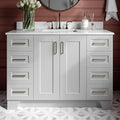 ARIEL Taylor 48-inch Bathroom Vanity with Sink,Solid Wood, 0.75-inch Italian Carrara Marble Countertop, Single Rectangular Porcelain Sink, Soft Closing Doors, Dovetail Drawers, Grey