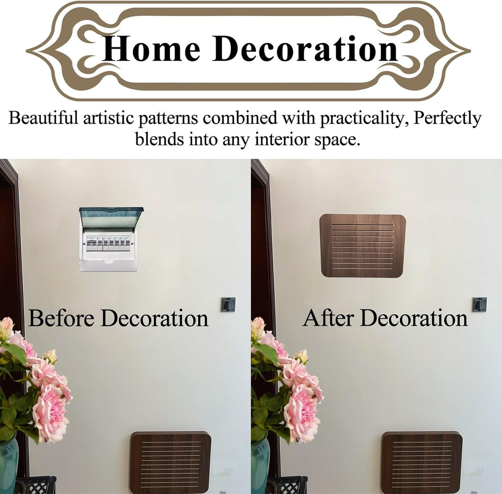 Breaker Box Cover Decorative Wall Simple Wooden Electric Meters Decorative, Easy Hanging & Detachable Electrical Box Cover with Screws and Anchors, Restaurant/ Home/ Office Entry Breaker Boxes Panel(W