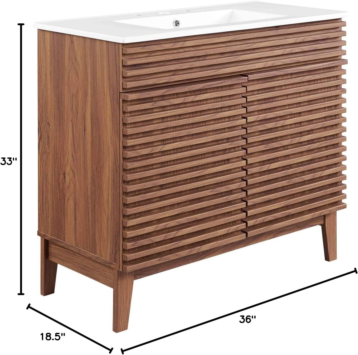 Modway Render 36' Bathroom Vanity in Walnut White