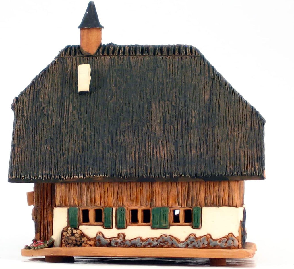 Ceramic Miniature House Cuckoo Clock House in Black Forest, Germany, Tealight Candle Holder Room Decoration Handcrafted Collectible Miniature Aroma Light House C298