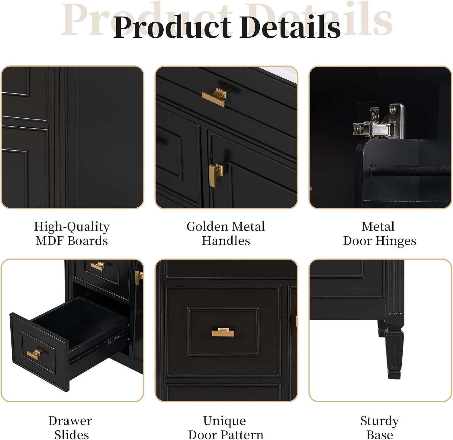 Harper & Bright Designs 30' Bathroom Vanity with Sink, Free Standing Vanity Set with Tip-Out Drawer, 2 Drawers, and Adjustable Shelf, Wood Bathroom Cabinet with Ceramic Basin for Bathroom, Black