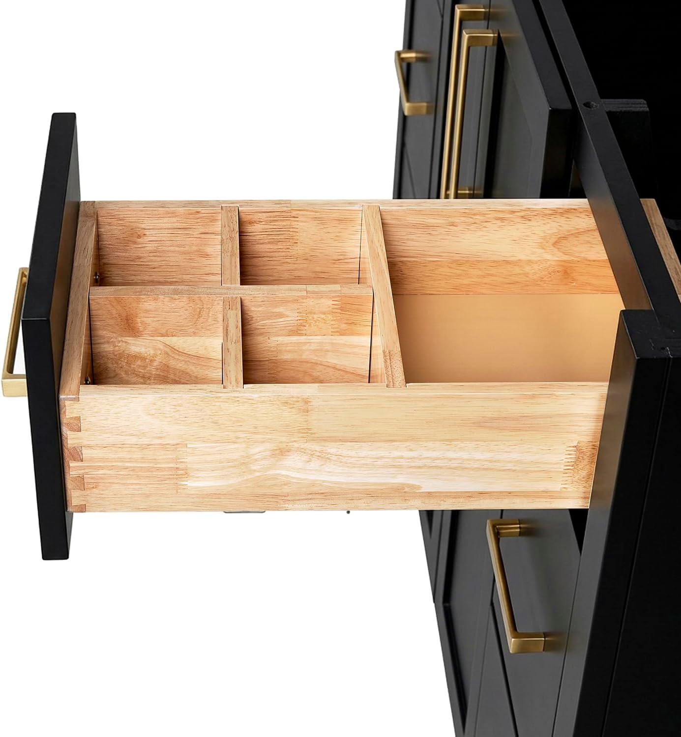ARIEL Loren 48-inch Bathroom Vanity with Sink,Solid Wood, 1.5-inch Pure White Quartz Countertop, Single Rectangular Porcelain Sink, 2 Soft Closing Doors, 7 Dovetail Drawers, Black