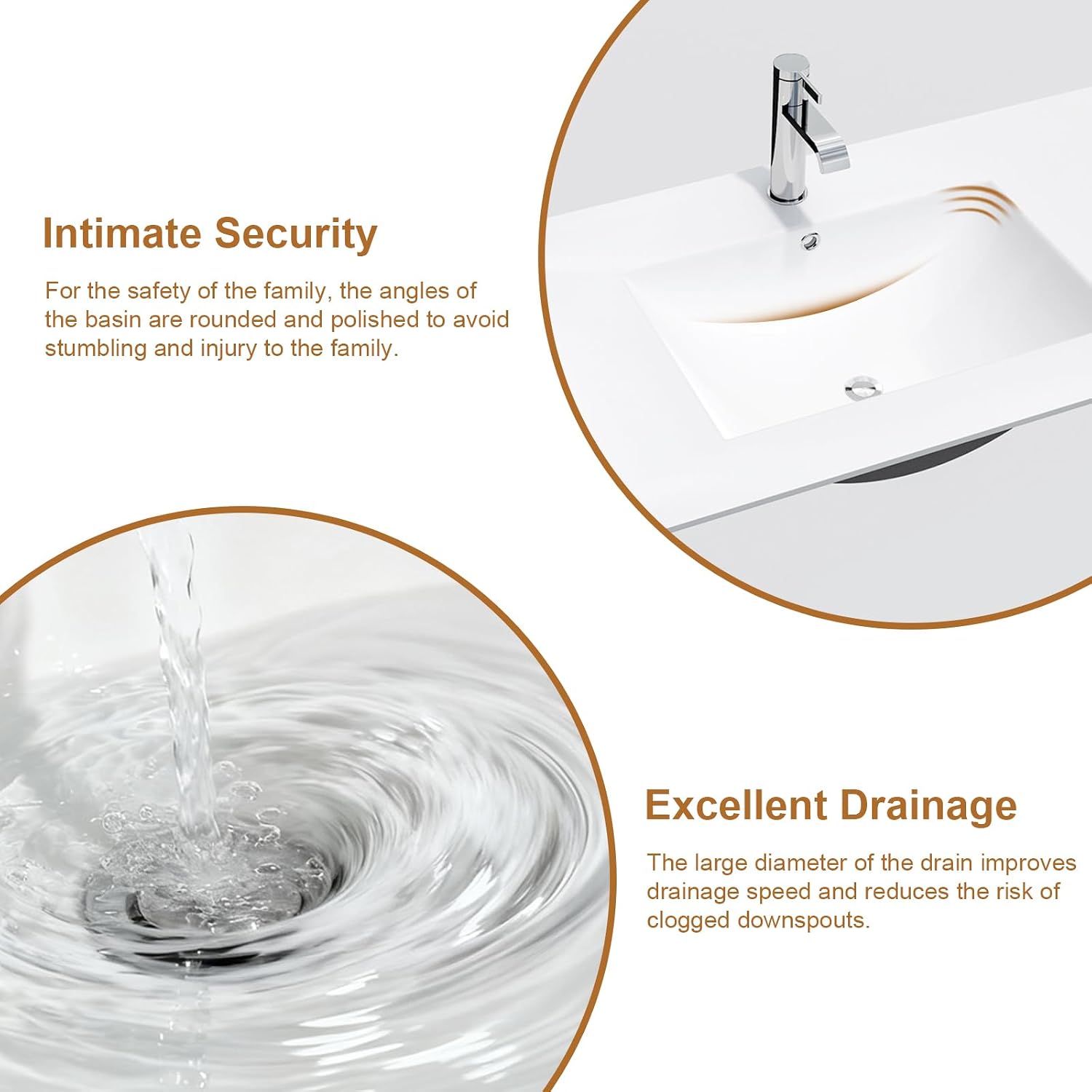 48' Undermount Bathroom Sink, White Rectangular Ceramic Vanity Sink Top with Overflow, Porcelain Under Counter Lavatory Vanity Sink for Small Bathrooms
