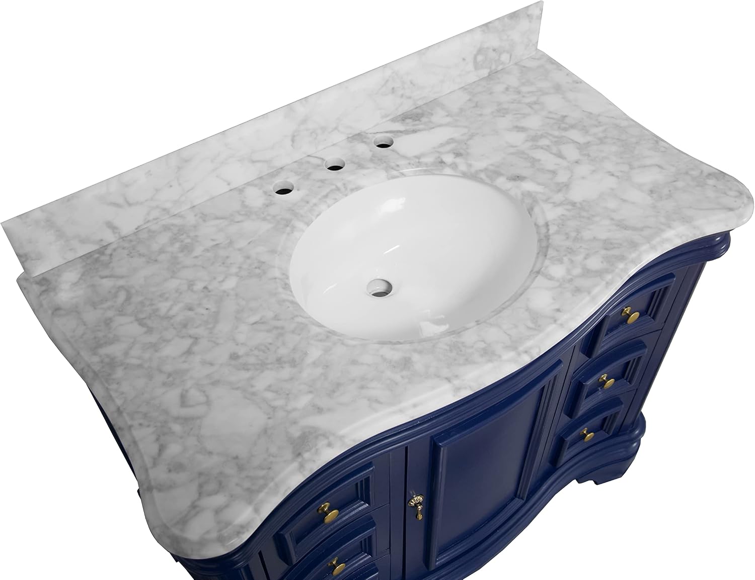 Kitchen Bath Collection Katherine 42-inch Bathroom Vanity (Carrara/Royal Blue): Includes Royal Blue Cabinet with Authentic Italian Carrara Marble Countertop and White Ceramic Sink