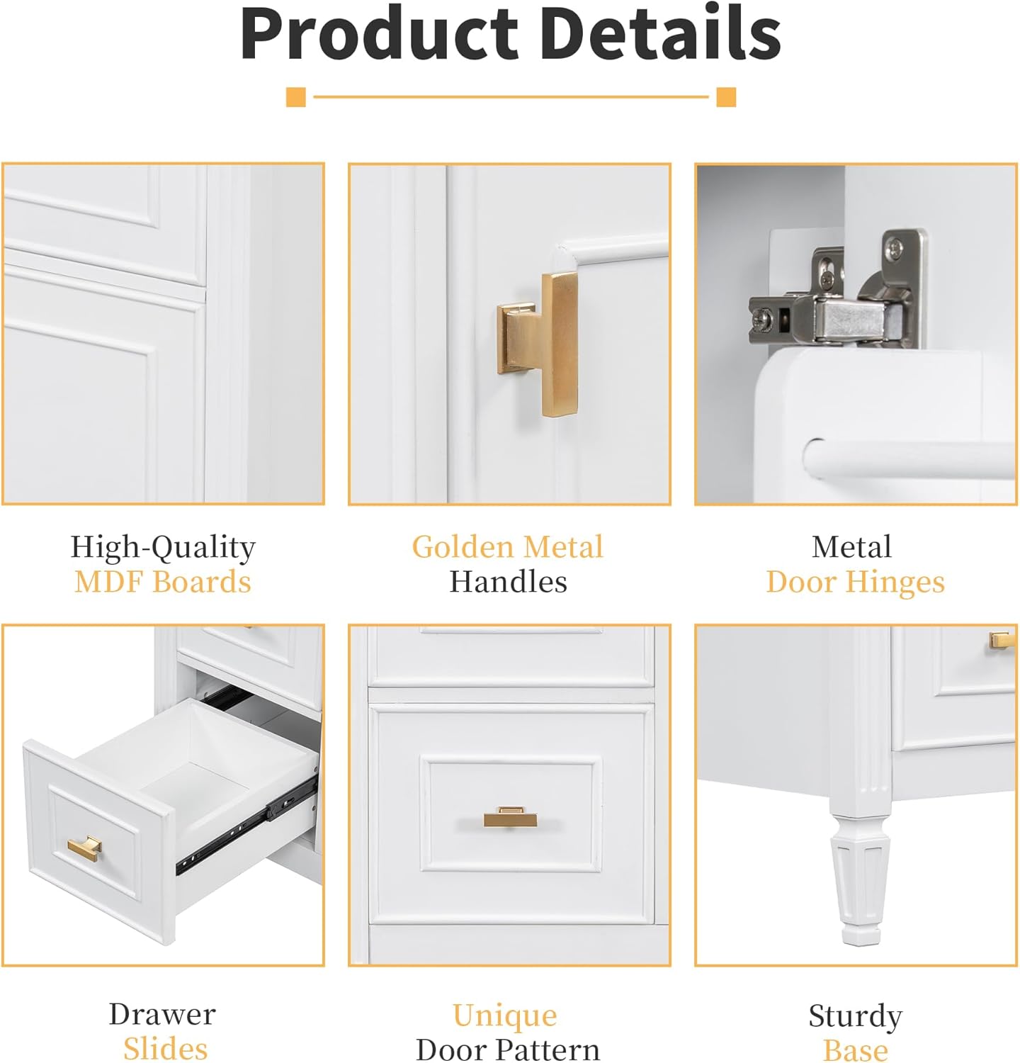 Harper & Bright Designs 30' Bathroom Vanity with Sink, Free Standing Vanity Set with Tip-Out Drawer, 2 Drawers, and Adjustable Shelf, Wood Bathroom Cabinet with Ceramic Basin for Bathroom, White