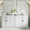 ARIEL Hepburn 72-inch Bathroom Vanity with Sink,Solid Wood, 1.5-inch Carrara White Quartz Countertop & Backsplash, Double Oval Porcelain Sink, 4 Soft Closing Doors, 6 Dovetail Drawers, White