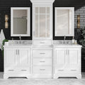 ARIEL Stafford 84-inch Bathroom Vanity with Sink,Solid Wood, 1.5in Italian Carrara Marble Countertop & Backsplash, Double Rectangular Porcelain Sink, 4 Soft Closing Doors, 5 Dovetail Drawers, White