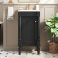VilroCaz Modern 18'' Bathroom Vanity with Top Sink, Freestanding Bathroom Storage Cabinet with Door and Adjustable Shelf, Single Sink Cabinet with Nordic Style Legs (Black-Right-Open)