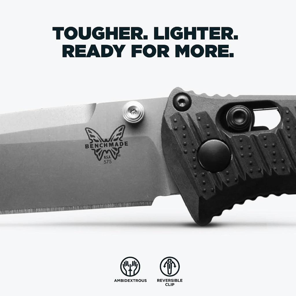 Benchmade - Mini Presidio II Tactical, Every Day Knife, Drop-Point Blade with Black CF Elite Handle (575-1)