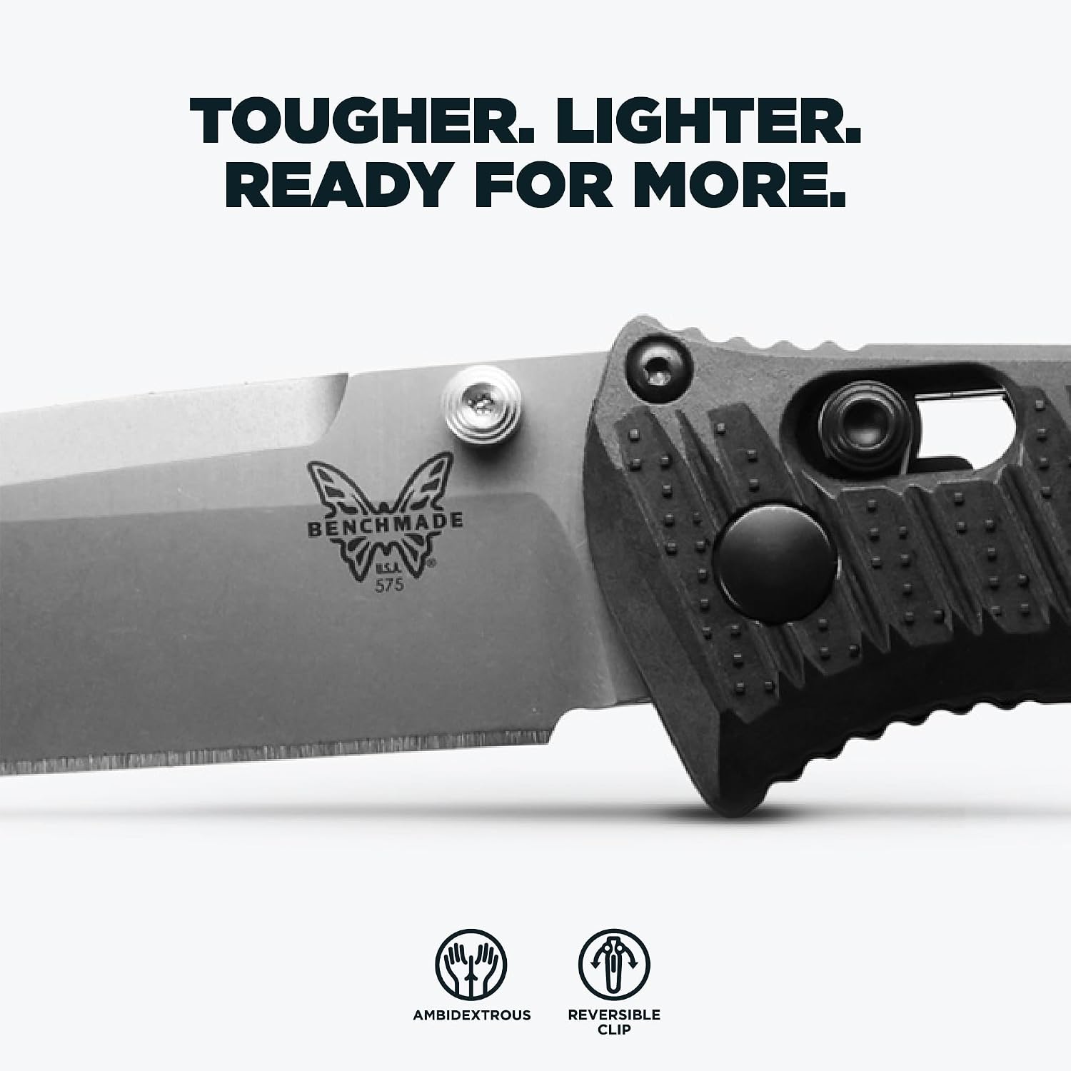Benchmade - Mini Presidio II Tactical, Every Day Knife, Drop-Point Blade with Black CF Elite Handle (575-1)
