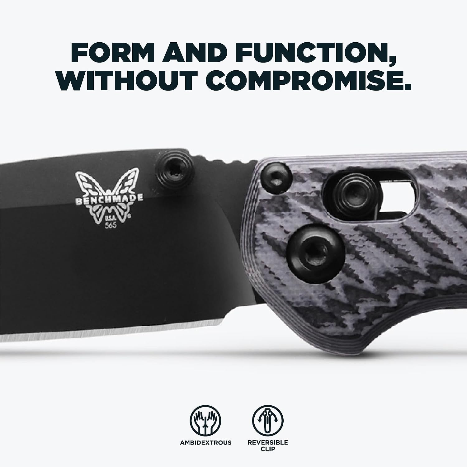 Benchmade - Mini Freek Outdoor EDC Knife, Drop-Point Blade with Gray/Black G10 Handle (565BK-2)