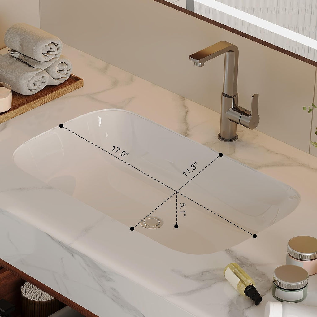 40 inch Bathroom Vanity with Ceramic Sink and Stone Marble Counter Top Modern Wall Mounted Floating Bathroom Sink Cabinet with 2 Drawers&2 Open Shelves&Gold Metal Handle, Walnut