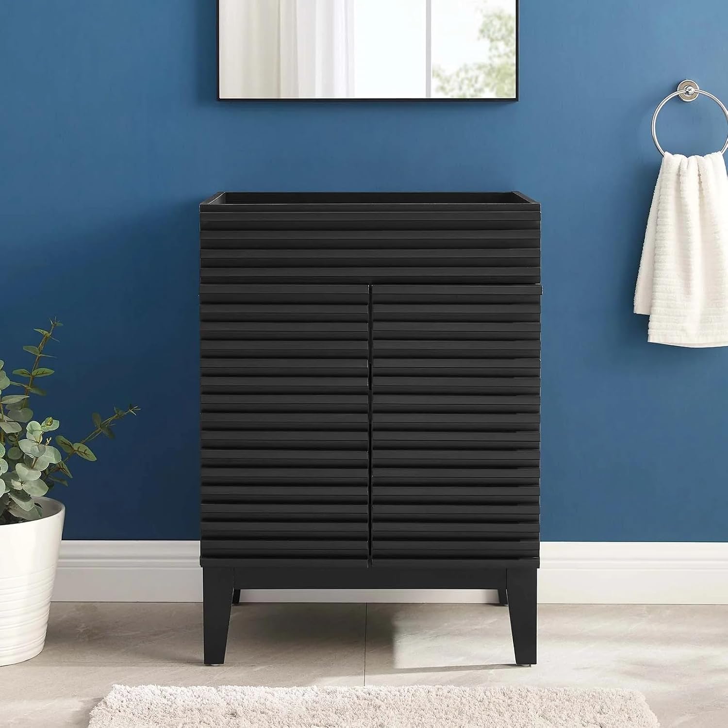 Modway Render Bathroom Vanity Cabinet in Black - Sink Basin Not Included