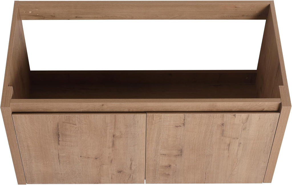 36' Floating Bathroom Vanity,36 Inch Bathroom Vanity Without Top Sink,Modern Floating Vanity Cabinet,Brown Wall Mounted Cabinet with Soft Closing Doors,Plywood(Sink Basin Not Included)