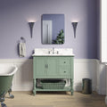 Kitchen Bath Collection Beverly 36-inch Bathroom Vanity (Carrara/Sage Green): Includes Sage Green Cabinet with Authentic Italian Carrara Marble Countertop and White Ceramic Sink