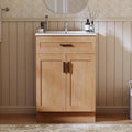 24 Inch Bathroom Vanity with Sink, Modern Storage Cabinet, Contains White Sink and Soft-Closing Door, Spacious Bathroom Storage Space (Nature with Sink, 24 Inch)