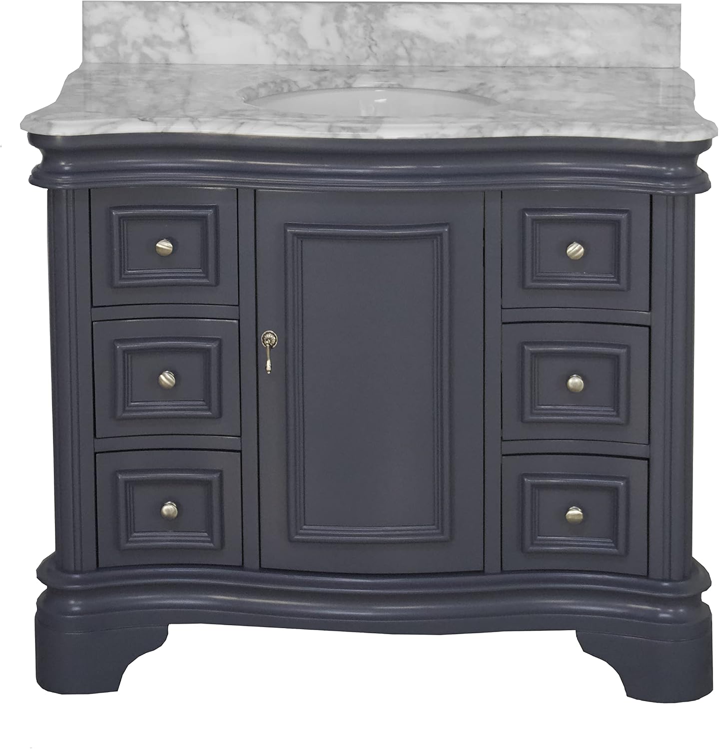 Kitchen Bath Collection Katherine 42-inch Bathroom Vanity (Carrara/Marine Gray): Includes Marine Gray Cabinet with Authentic Italian Carrara Marble Countertop and White Ceramic Sink