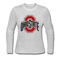 Goaki Ohio State Buckeyes Logo Woman's 100% Cotton Long Sleeve T-Shirt Gray Large