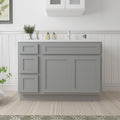 Vanity Art 45' Unassembled Bathroom Vanity with 2-Door 3-Drawer, Wood Bathroom Vanity Cabinet with Soft Closing Shaker Drawer, Sturdy Floor Mounted Cabinet Without Top VA4045-3S-G