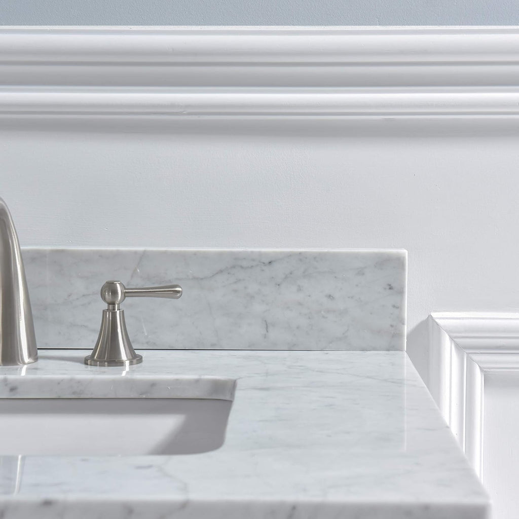 WOODBRIDGE 37' x22' Vanity Top with Single Under Mount Rectangle Bowl, Carrara White Marble, Pre-drilled with 3-hole for 8-inch Widespread Faucet set up Option, CAVT3722-8
