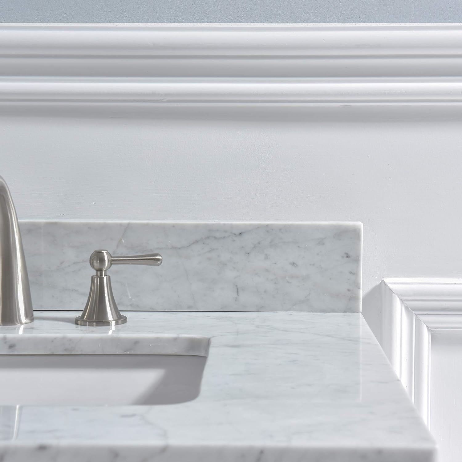 WOODBRIDGE 37' x22' Vanity Top with Single Under Mount Rectangle Bowl, Carrara White Marble, Pre-drilled with 3-hole for 8-inch Widespread Faucet set up Option, CAVT3722-8