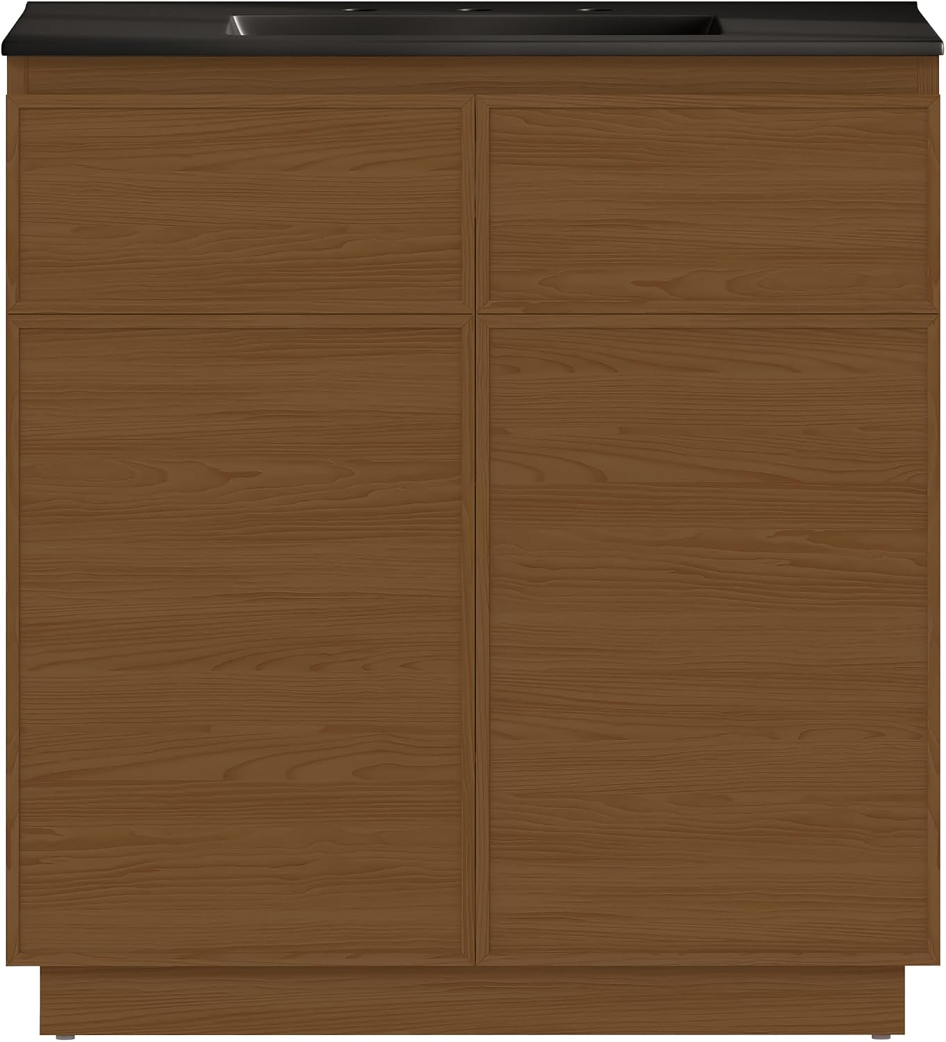 St. Tropez 36' Freestanding Bathroom Vanity in Brown Oak with Black 3-Hole Widespread Sink Top