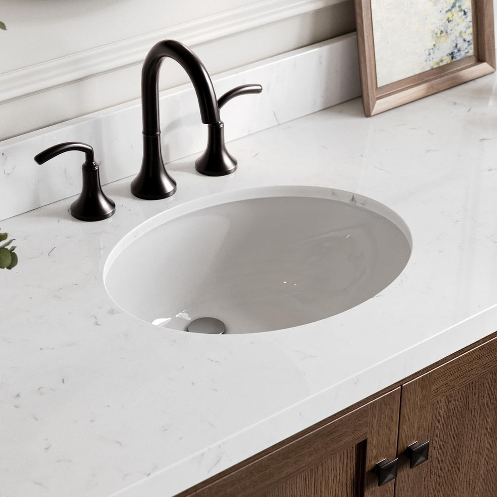 ARIEL Cambridge 66-inch Bathroom Vanity with Sink,Solid Wood, 1.5-inch Carrara White Quartz Countertop & Backsplash, Single Oval Porcelain Sink, 2 Soft Closing Doors, 9 Dovetail Drawers, Brown Oak