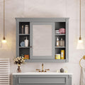 Virubi Bathroom Medicine Cabinet with Mirror, 35' W x 27.5' H Wall Cabinet with Door and Adjustable Shelves, Over Toilet Storage Cabinet, Wall-Mounted Bathroom Mirrors for Over Sink