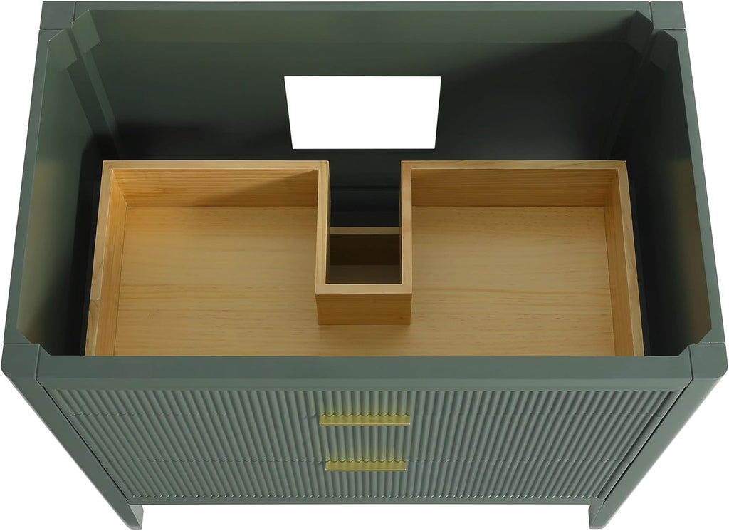 KEIKI 36' Freestanding Bathroom Vanity with Sink,Wood Storage Cabinet with 2 Handle Sets and Engineered Marble Top