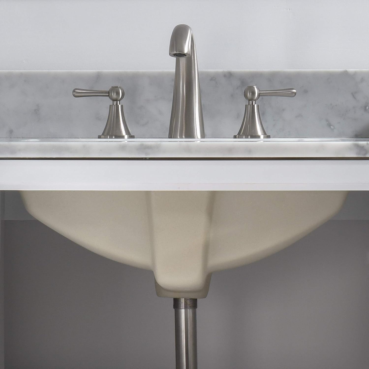 WOODBRIDGE 37' x22' Vanity Top with Single Under Mount Rectangle Bowl, Carrara White Marble, Pre-drilled with 3-hole for 8-inch Widespread Faucet set up Option, CAVT3722-8