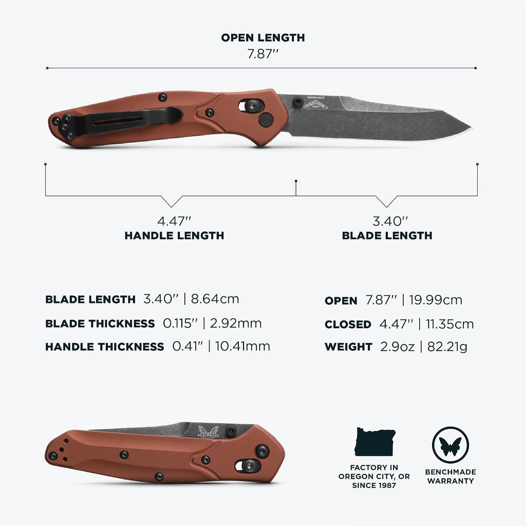 Benchmade - Osborne, Every Day, Outdoor, Folding Knife, Reverse Tanto Blade with Burnt Copper Aluminum Handle (940BK-03)