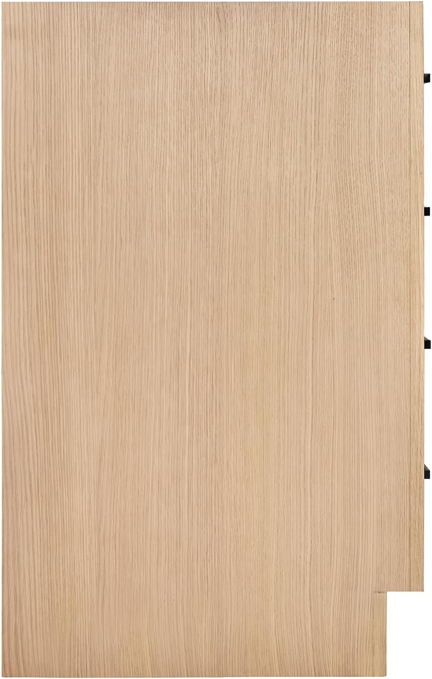 ARIEL Hepburn 42-inch Bathroom Vanity Base Cabinet,Solid Wood, 2 Soft Closing Doors, 5 Dovetail Drawers, White Oak