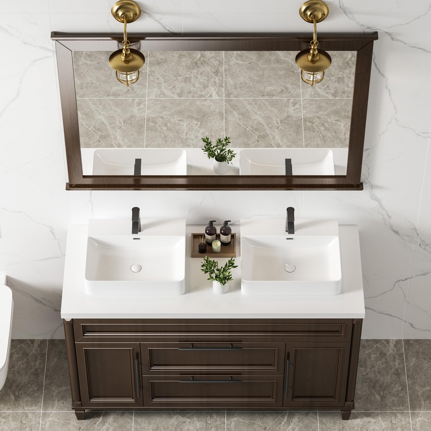 KINGWONG 20 Inch Ceramic Vessel Sink | White Rectangular Bathroom Sink Above Counter or Wall Mounted | Porcelain Vanity Basin with Overflow Hole Easy Clean Glossy Finish for RV Farmhouse Modern Bath