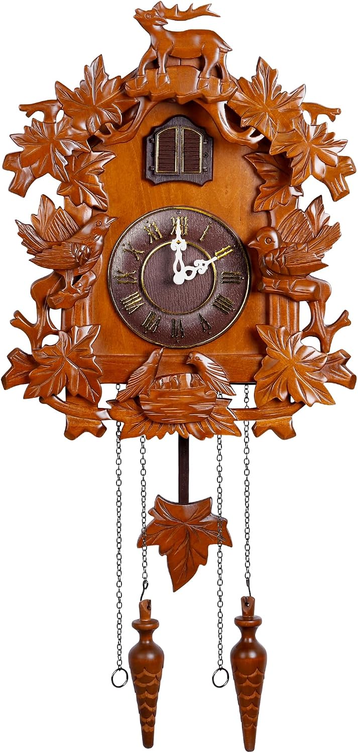 Kendal Vintage Cuckoo Clocks, Large Handcrafted Wood Cuckoo Clock and Swinging Pendulum Wall Clock Traditional, Wooden Decorative,Modern Wall Clock Cuckoo Clock MX015-1