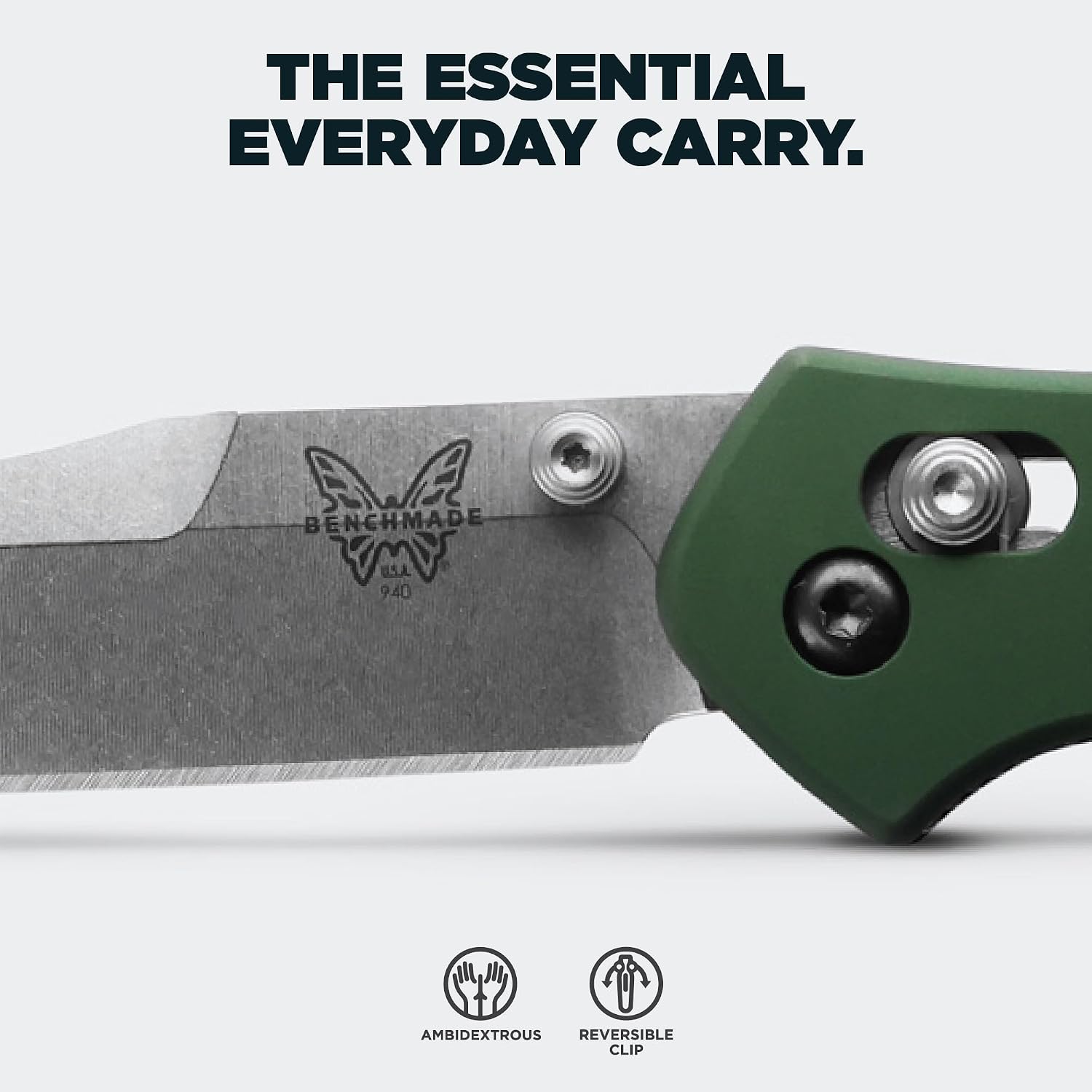 Benchmade - Osborne, Every Day, Outdoor, Folding Knife, Reverse Tanto Blade with Green 6061-T6 Aluminum Handle (940)