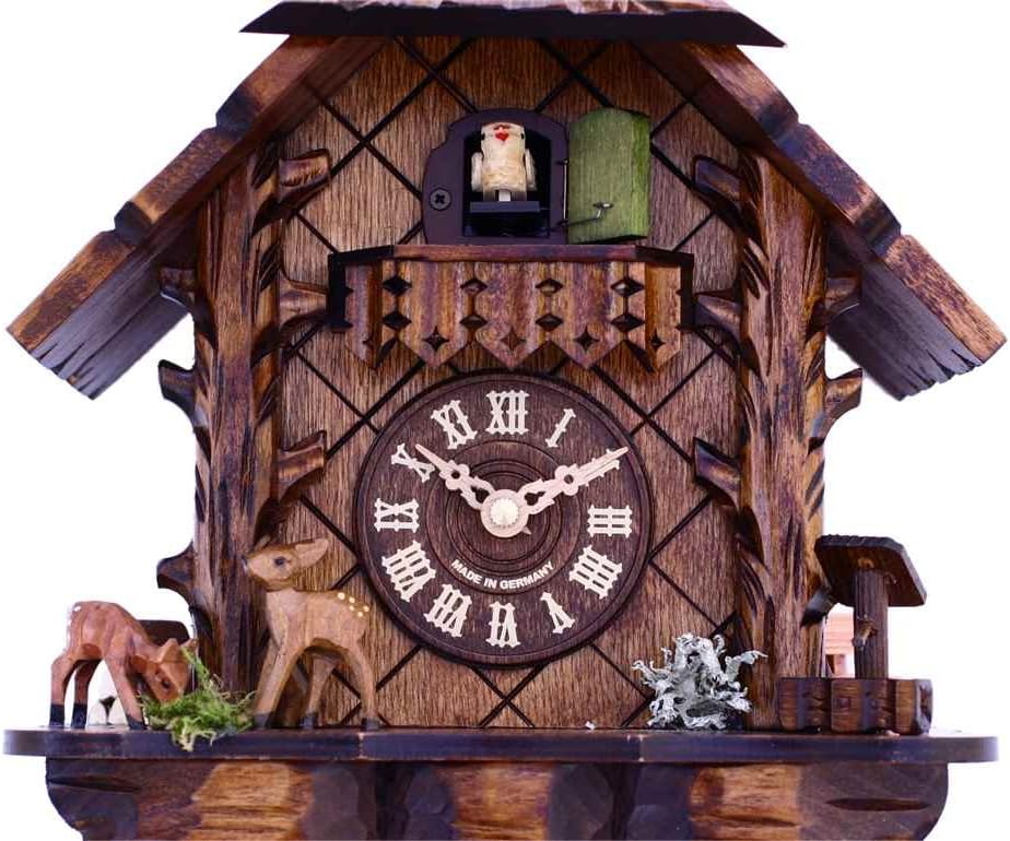 10' Quartz 12 Melody Cuckoo Clock with Hand-Carved case and Feeding Deer