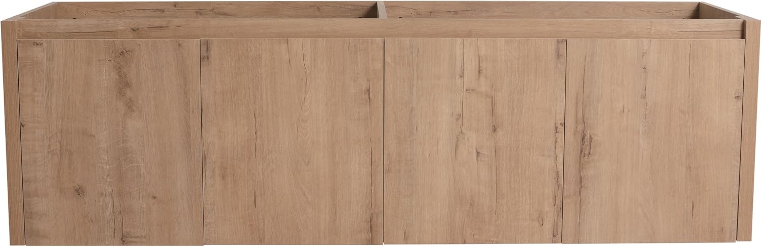 60' Floating Bathroom Vanity,60 Inch Bathroom Vanity Without Top Sink,Modern Floating Vanity Cabinet,Brown Wall Mounted Cabinet with Soft Closing Doors,Plywood(Sink Basin Not Included)