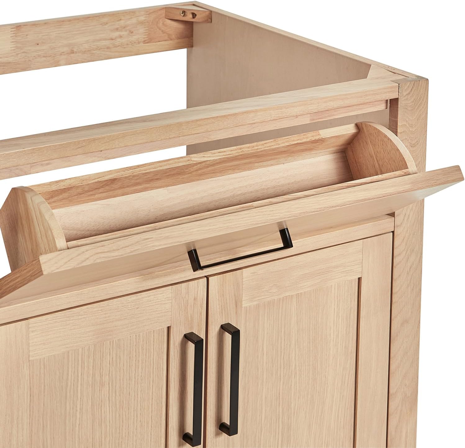 ARIEL Hepburn 42-inch Bathroom Vanity Base Cabinet,Solid Wood, 2 Soft Closing Doors, 5 Dovetail Drawers, White Oak