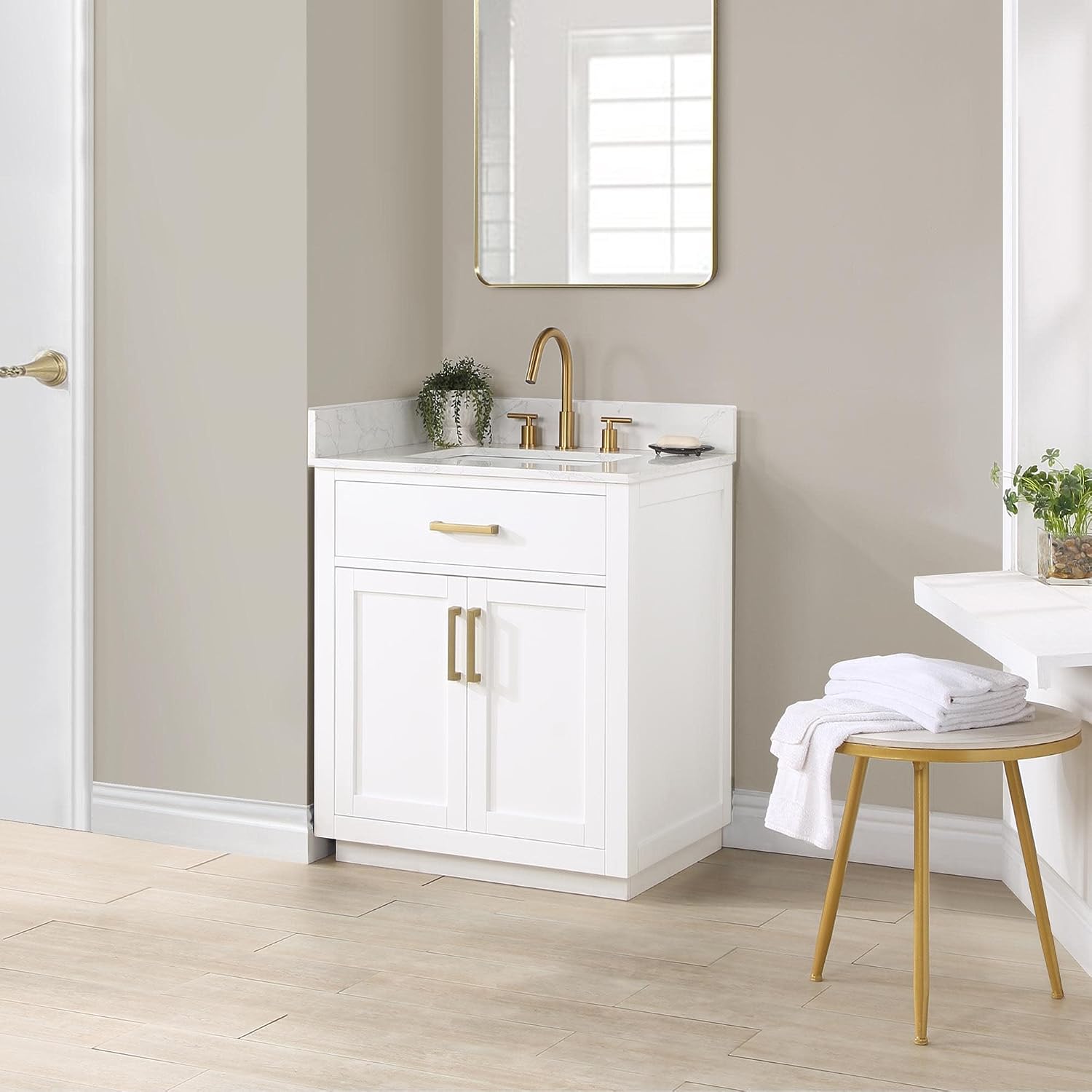 Altair Design Gavino 30' Wood Vanity in Royal Blue with Composite Stone Top no Mirror