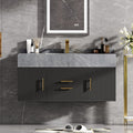 homary 39.4 inch Floating Bathroom Vanity with Single Sink, Modern Design with Sintered Stone Top & Undermount Sink, 2 Soft-Close Drawers for Master & Guest Bathrooms, Black