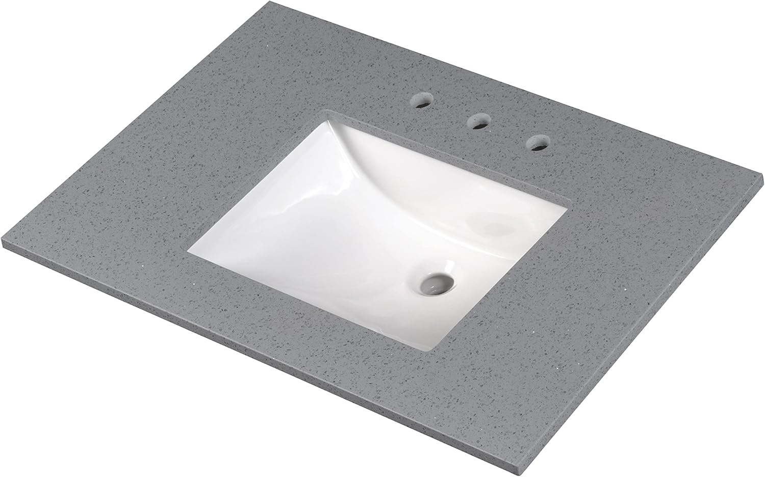 MSI Sparkling Gray Vanity Top with Under Mount Rectangle Ceramic Sinks, Engineered Marble Stone, 4' CC Faucet Holes, 37'X22'