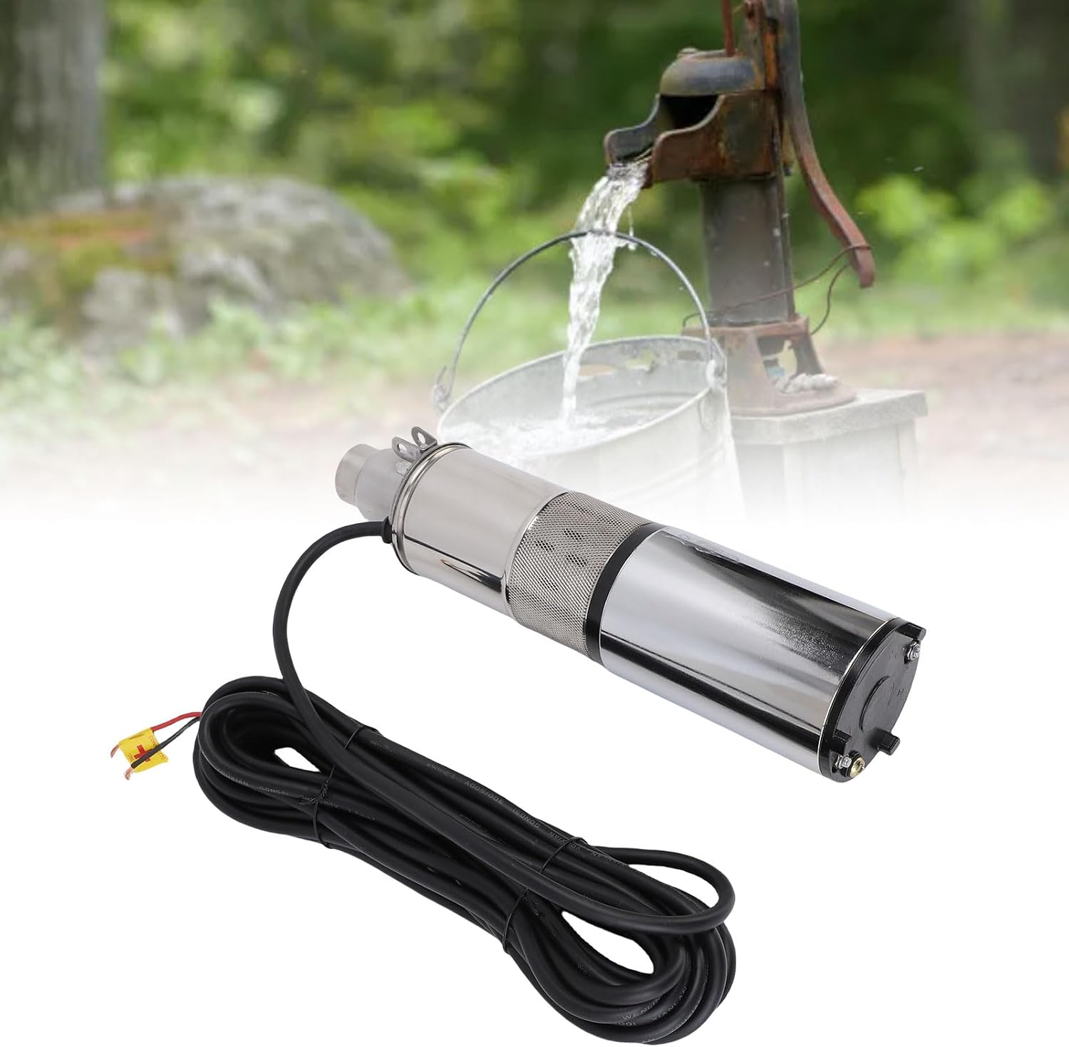 FLEXMAN 24V 260W Deep Well Submersible Pump, 131Ft Head 1 Inch Outlet Solar Stainless Steel Screw Pump with 10 Meter Power Cord for Irrigation Garden