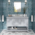 ARIEL Bayhill 48-inch Bathroom Vanity with Sink,Solid Wood, 0.75-inch Italian Carrara Marble Countertop, Single Rectangular Porcelain Sink, 2 Soft Closing Doors, 2 Dovetail Drawers, Grey