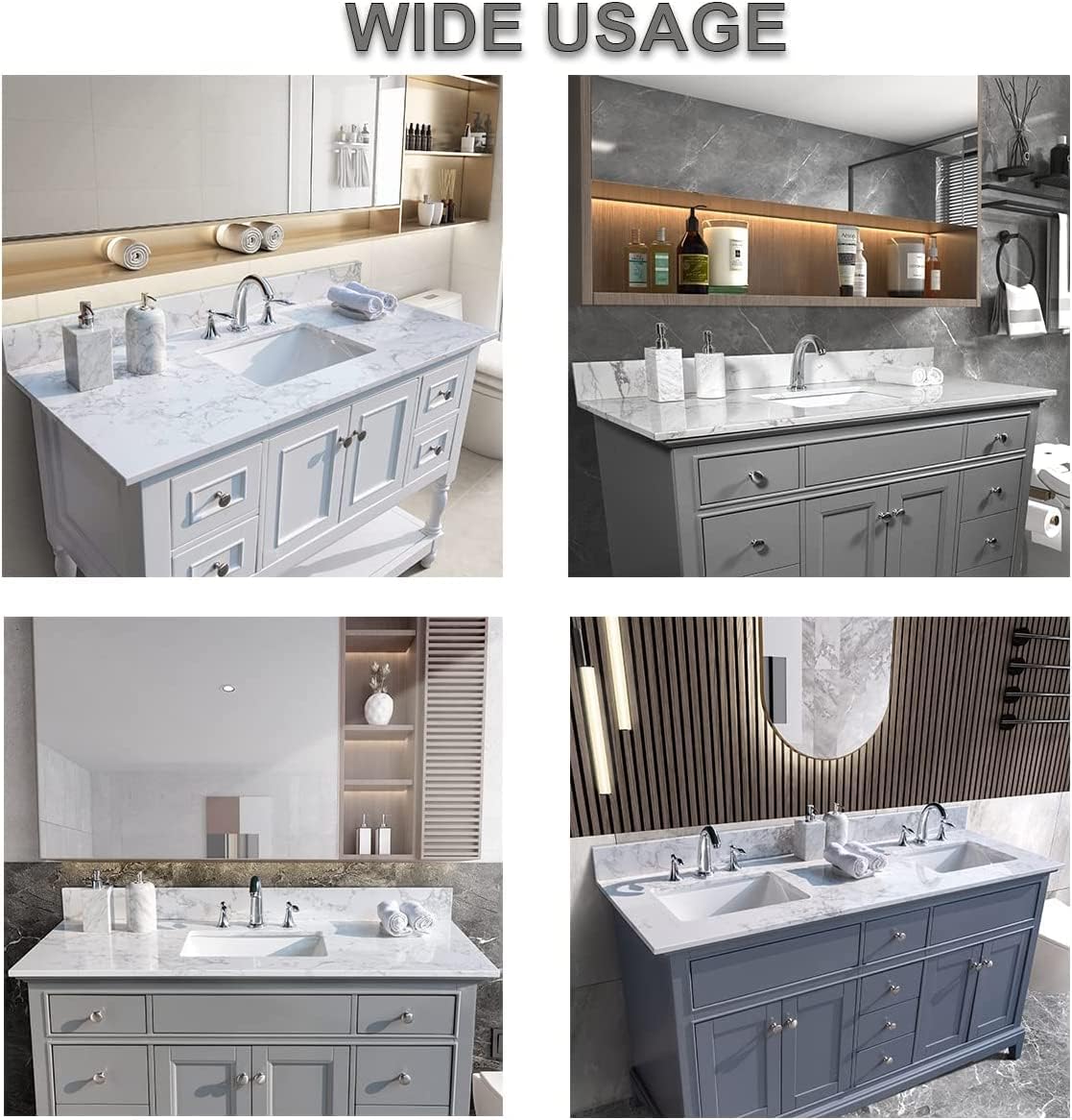 Marble White Stone Vanity Top - 37 Inch Vanity Sink Tops, Gorgeous Counter top with Ceramic Sink & Backsplash for Bathroom Kitchen, No Cabinet