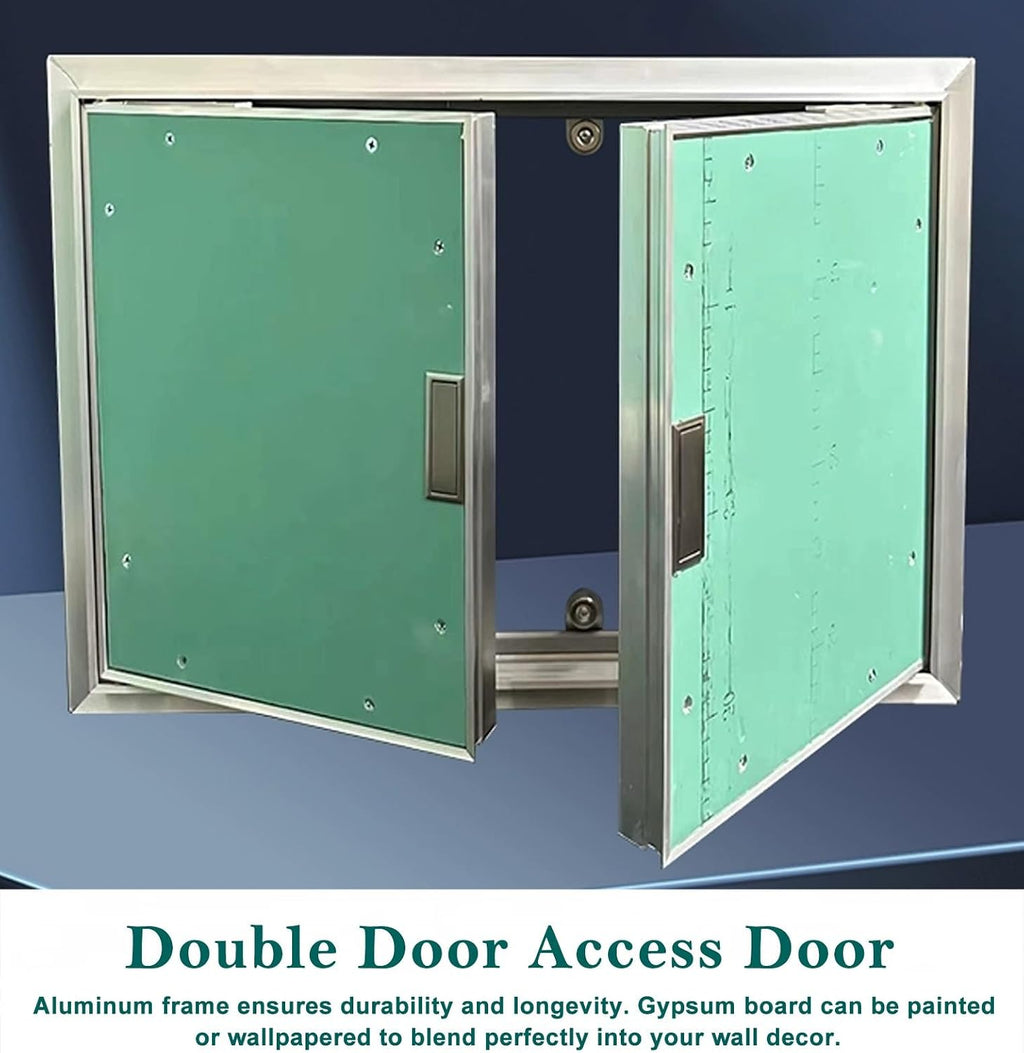 Double Access Door 30 32 36 40 Inch Width, Paintable Plasterboard Access Panel for Plumbing, Wiring, and Cables, Wall Hole Cover Inspection Hatch(22x19in/56x48cm)