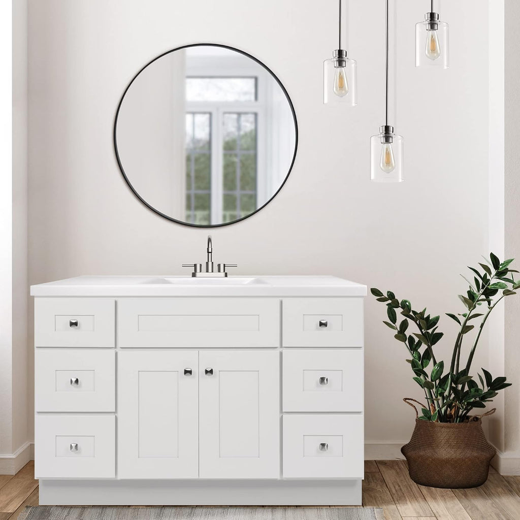 Brookings 48 Inch Bathroom Vanity, Shaker, Solid Wood, Fully Assembled, Sherwin Williams® White – Design House, 215798