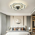 Chandelier , Low Profile Ceiling Fan with Lights Remote Control 20inch Modern Fandaliers Ceiling Fan Chandelier 3 Color Dimmable 3 Speed 3 Blade Flush Mount Ceiling Fan Light for Bedroom,72W 6400LM